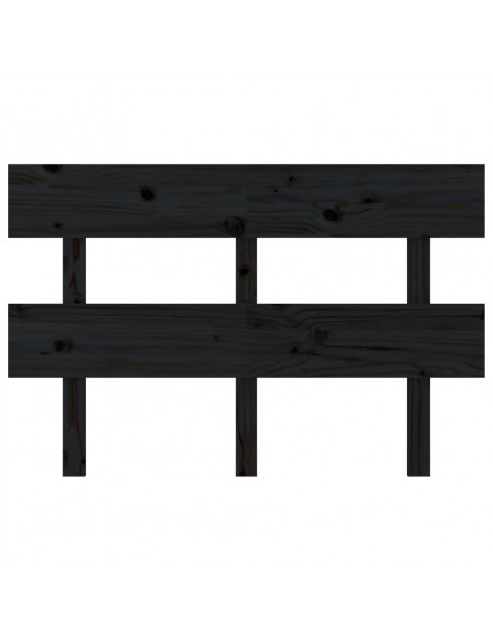 Testiera per Letto Nera 124x3x81 cm in Legno Massello di Pino