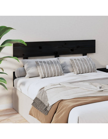 Testiera per Letto Nera 124x3x81 cm in Legno Massello di Pino