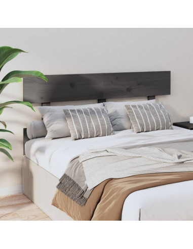 Testiera per Letto Grigia 144x3x81 cm in Legno Massello di Pino