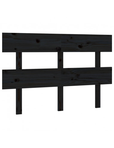 Testiera per Letto Nera 144x3x81 cm in Legno Massello di Pino