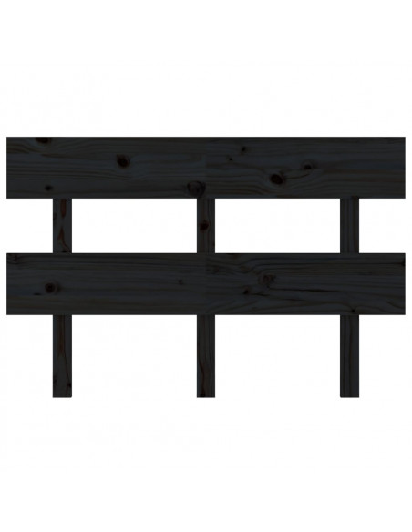 Testiera per Letto Nera 144x3x81 cm in Legno Massello di Pino
