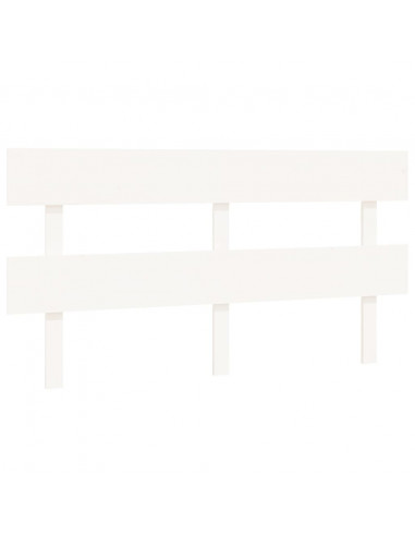 Testiera per Letto Bianca 164x3x81 cm in Legno Massello di Pino
