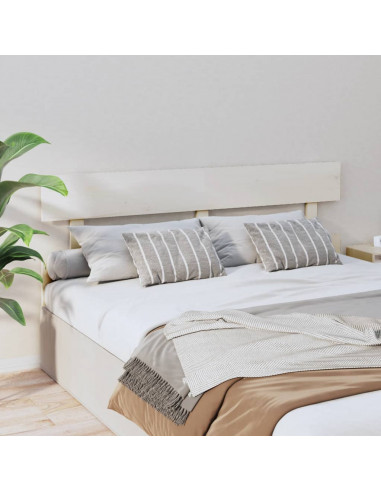 Testiera per Letto Bianca 164x3x81 cm in Legno Massello di Pino