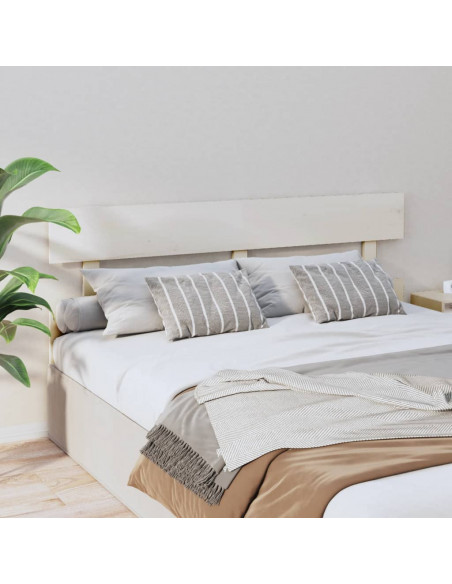 Testiera per Letto Bianca 164x3x81 cm in Legno Massello di Pino