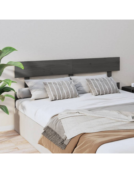 Testiera per Letto Grigia 164x3x81 cm in Legno Massello di Pino