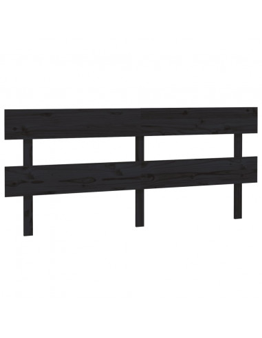Testiera per Letto Nera 184x3x81 cm in Legno Massello di Pino