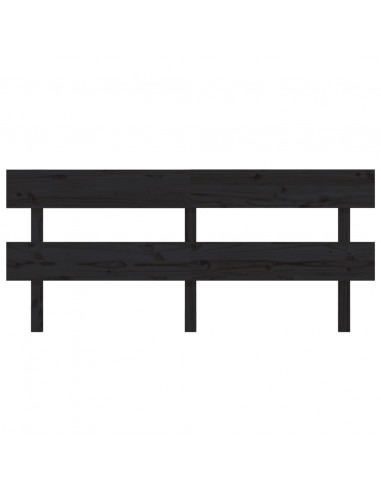 Testiera per Letto Nera 184x3x81 cm in Legno Massello di Pino