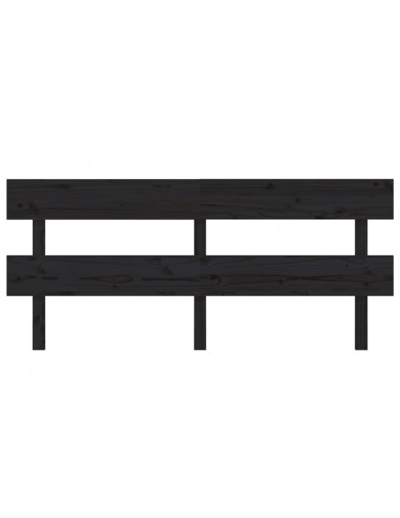 Testiera per Letto Nera 184x3x81 cm in Legno Massello di Pino