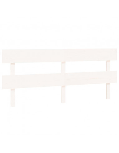 Testiera per Letto Bianca 204x3x81 cm in Legno Massello di Pino