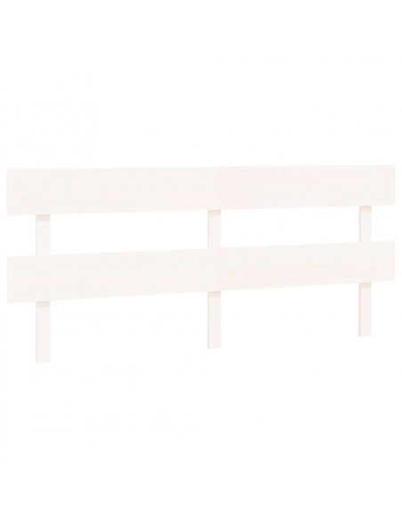 Testiera per Letto Bianca 204x3x81 cm in Legno Massello di Pino