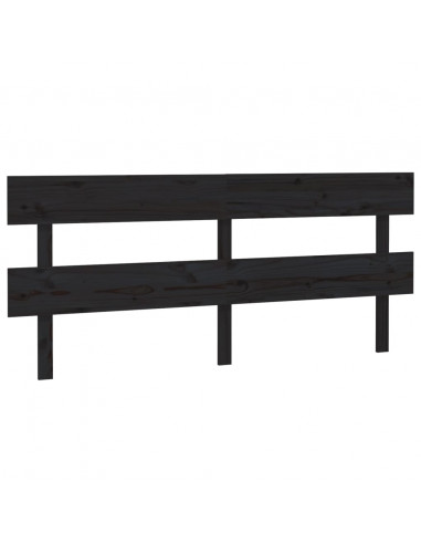 Testiera per Letto Nera 204x3x81 cm in Legno Massello di Pino