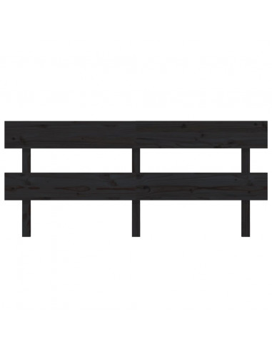 Testiera per Letto Nera 204x3x81 cm in Legno Massello di Pino