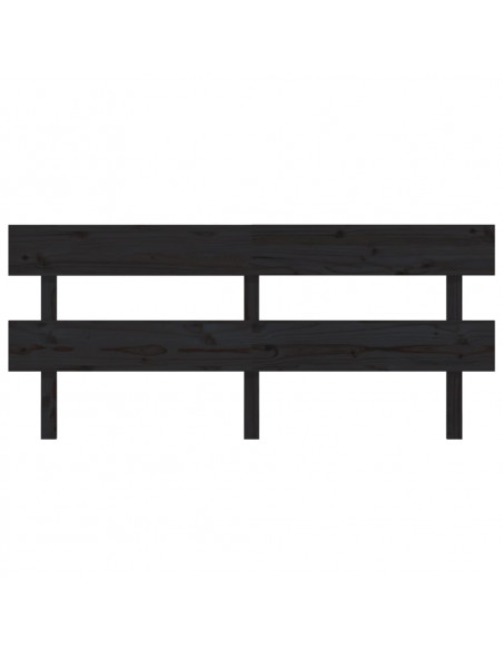 Testiera per Letto Nera 204x3x81 cm in Legno Massello di Pino