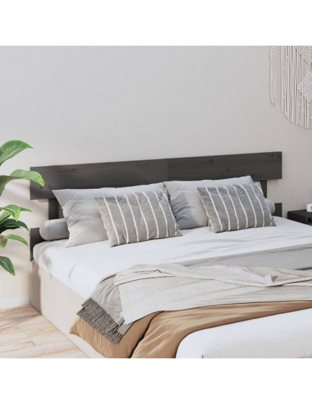 Testiera per Letto Grigia 184x3x81 cm in Legno Massello di Pino