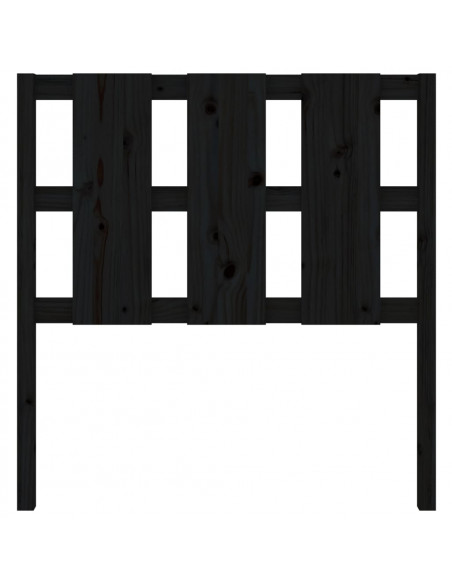 Testiera per Letto Nera 95,5x4x100 cm Legno Massello di Pino