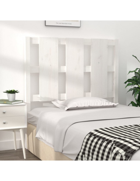 Testiera per Letto Bianca 105,5x4x100 cm Legno Massello di Pino