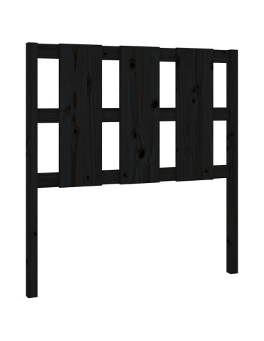 Testiera per Letto Nera 105,5x4x100cm in Legno Massello di Pino