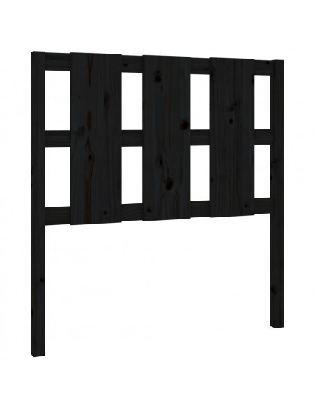 Testiera per Letto Nera 105,5x4x100cm in Legno Massello di Pino