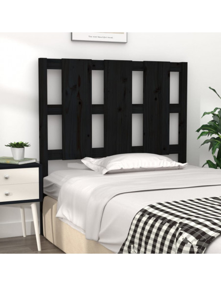 Testiera per Letto Nera 105,5x4x100cm in Legno Massello di Pino