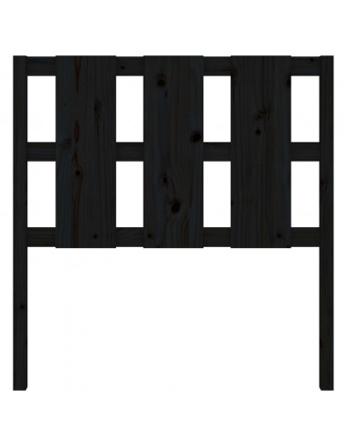 Testiera per Letto Nera 105,5x4x100cm in Legno Massello di Pino