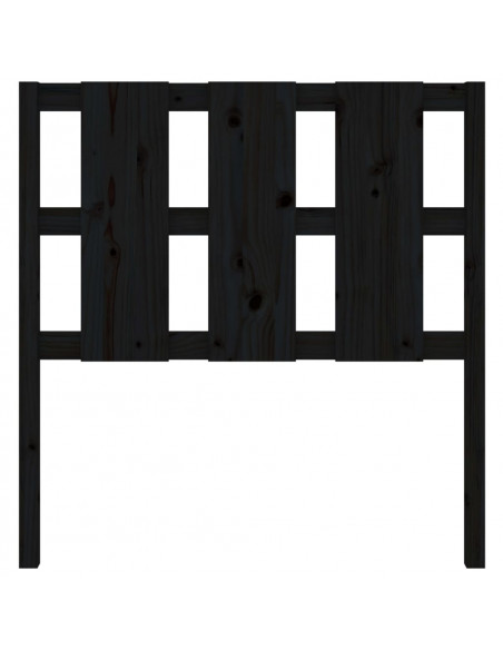 Testiera per Letto Nera 105,5x4x100cm in Legno Massello di Pino