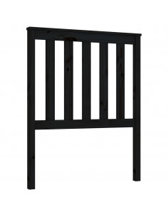 Testiera per Letto Nera 81x6x101 cm in Legno Massello di Pino 2