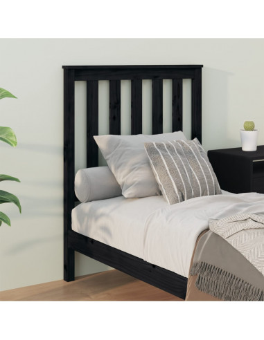 Testiera per Letto Nera 81x6x101 cm in Legno Massello di Pino