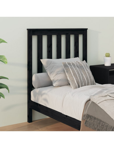 Testiera per Letto Nera 81x6x101 cm in Legno Massello di Pino