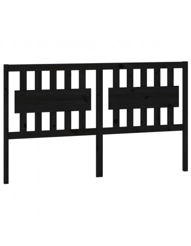 Testiera per Letto Nera 155,5x4x100cm in Legno Massello di Pino