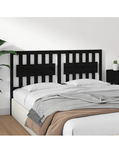 Testiera per Letto Nera 155,5x4x100cm in Legno Massello di Pino