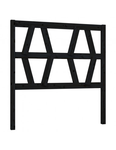 Testiera per Letto Nera 96x4x100 cm in Legno Massello di Pino