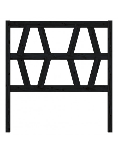 Testiera per Letto Nera 96x4x100 cm in Legno Massello di Pino