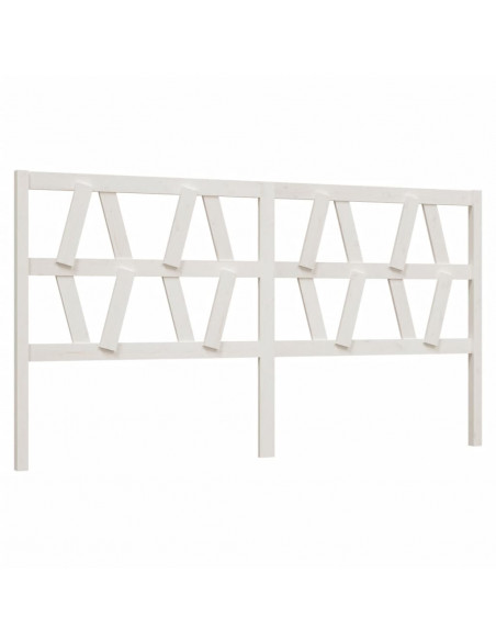 Testiera per Letto Bianca 206x4x100 cm Legno Massello di Pino