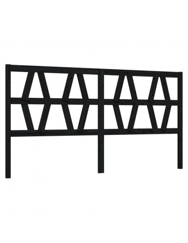 Testiera per Letto Nera 206x4x100 cm in Legno Massello di Pino