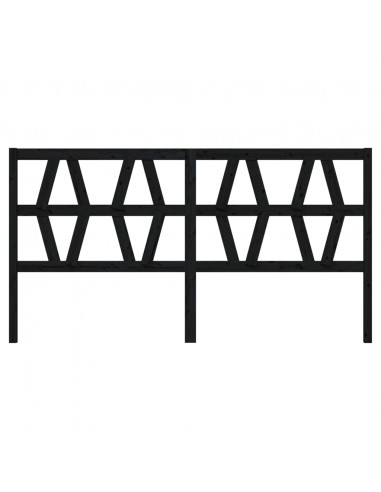 Testiera per Letto Nera 206x4x100 cm in Legno Massello di Pino