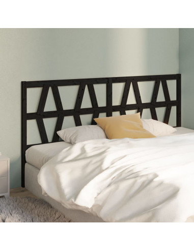 Testiera per Letto Nera 206x4x100 cm in Legno Massello di Pino