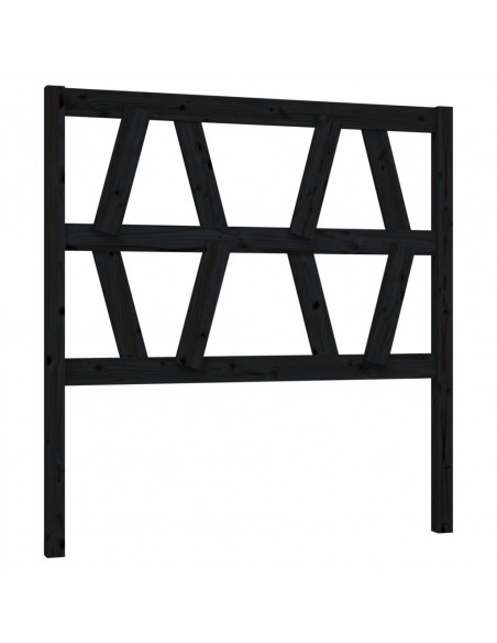 Testiera per Letto Nera 106x4x100 cm in Legno Massello di Pino