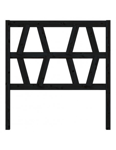 Testiera per Letto Nera 106x4x100 cm in Legno Massello di Pino