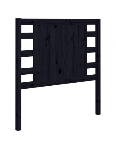 Testiera per Letto Nera 81x4x100 cm in Legno Massello di Pino