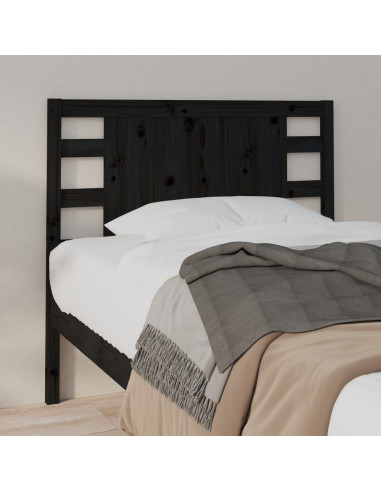Testiera per Letto Nera 106x4x100 cm in Legno Massello di Pino