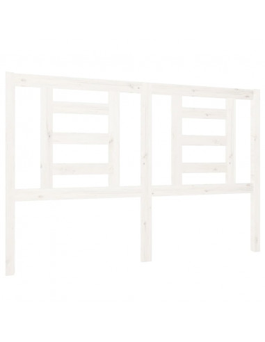 Testiera per Letto Bianca 126x4x100cm in Legno Massello di Pino