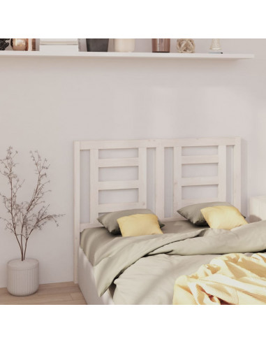 Testiera per Letto Bianca 126x4x100cm in Legno Massello di Pino