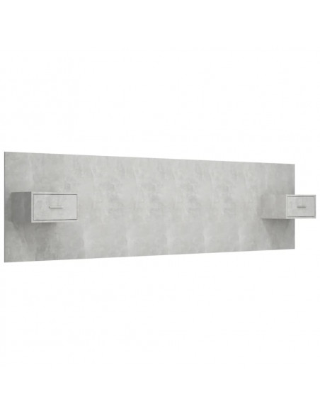 Testiera Letto con Comodini in Legno Multistrato Grigio Cemento