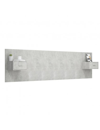 Testiera Letto con Comodini in Legno Multistrato Grigio Cemento