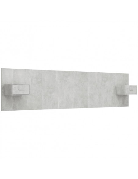 Testiera Letto con Comodini in Legno Multistrato Grigio Cemento