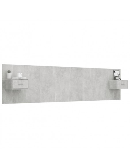 Testiera Letto con Comodini in Legno Multistrato Grigio Cemento