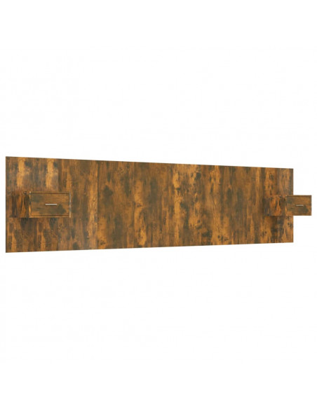 Testiera Letto con Comodini in Legno Multistrato Rovere Fumo