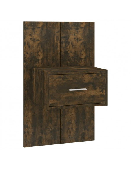 Testiera Letto con Comodini in Legno Multistrato Rovere Fumo