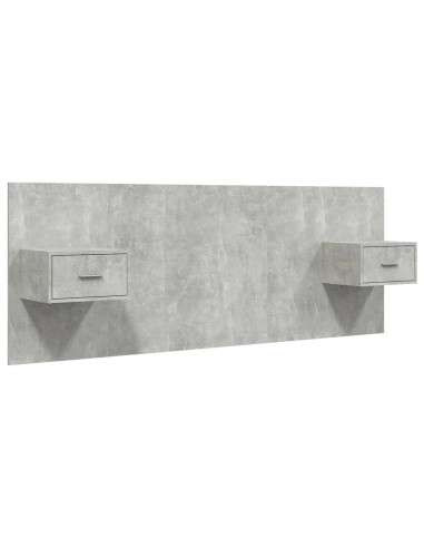 Testiera Letto con Comodini in Legno Multistrato Grigio Cemento