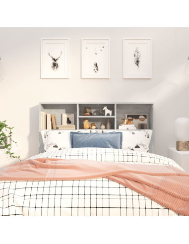 Testiera con Contenitore Grigio Cemento 120x19x103,5 cm